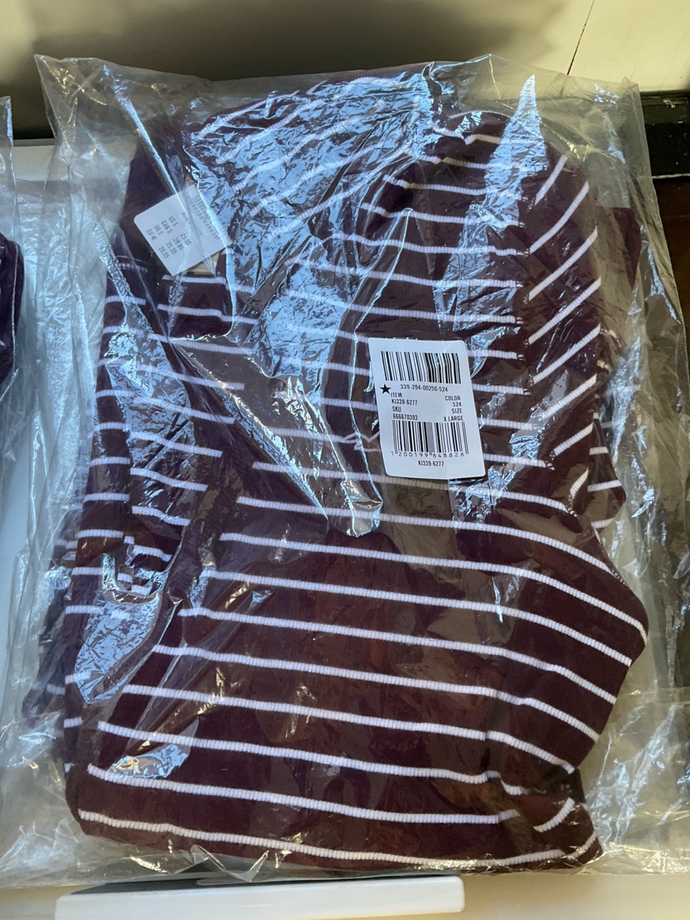 Hollister Purple and White Striped Short-Sleeve Henley Hoodie - Picture 3 of 4